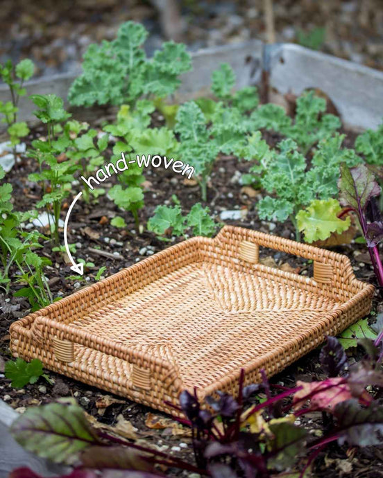 Artisans Rattan Rectangular Serving Tray (34cm)