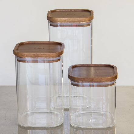 Acacia & Glass Square Pantry Jar (1L)