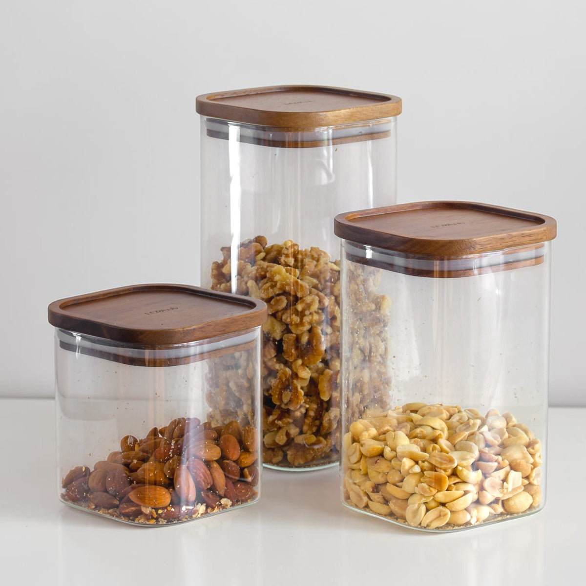 Acacia & Glass Square Pantry Jar (1.2L)