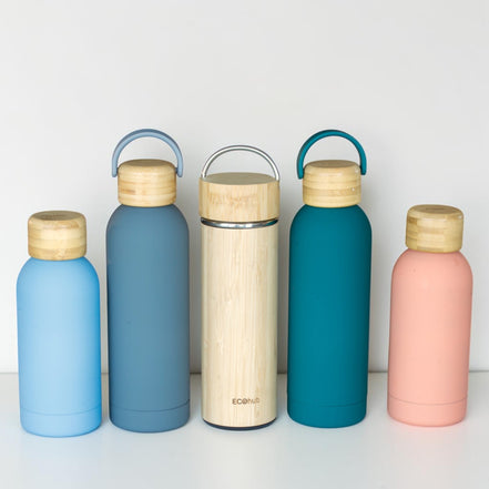 350ml Bottle with Bamboo Lid - Soft Peach