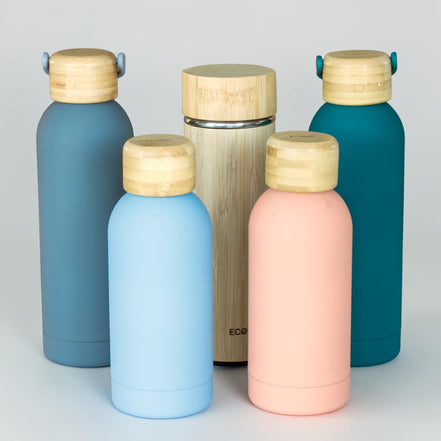 350ml Bottle with Bamboo Lid - Soft Peach