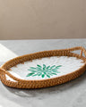 Rattan & Pearl Inlay Oval Serving Tray (31cm)