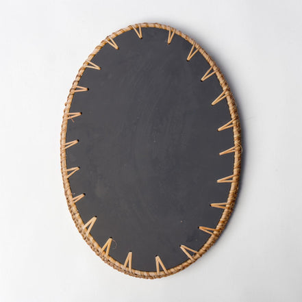 Rattan & Pearl Inlay Oval Serving Tray (31cm)