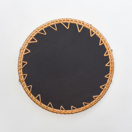 Rattan & Pearl Inlay Round Serving Tray (28cm)