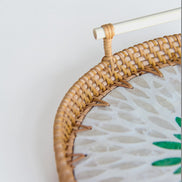 Rattan & Pearl Inlay Round Serving Tray (28cm)