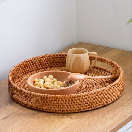Rattan Round Serving Tray (35cm)