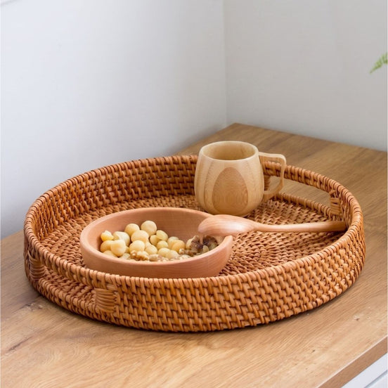 Rattan Round Serving Tray (35cm)