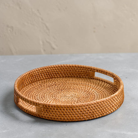 Rattan Round Serving Tray (35cm)