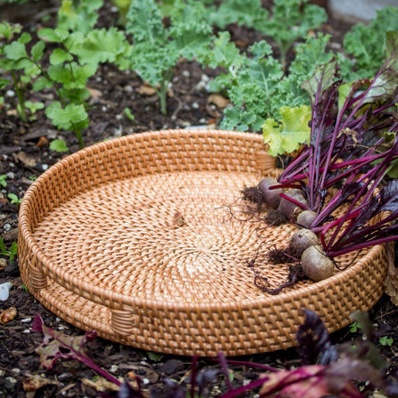 Rattan Round Serving Tray (35cm)