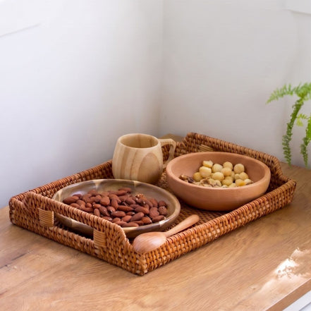 Rattan Rectangular Serving Tray (34cm)