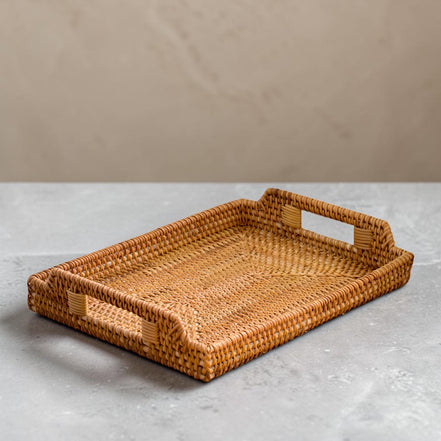 Rattan Rectangular Serving Tray (34cm)