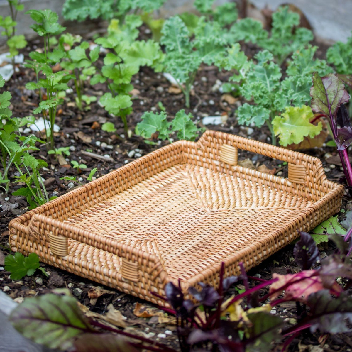 Rattan Rectangular Serving Tray (34cm)