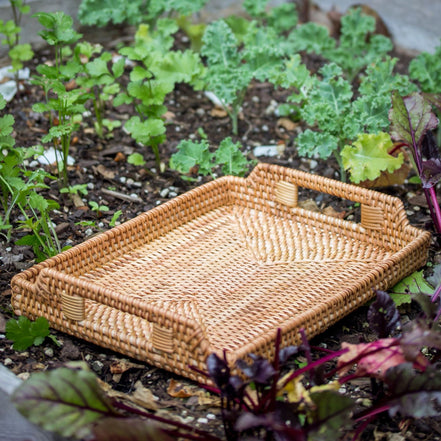 Rattan Rectangular Serving Tray (34cm)