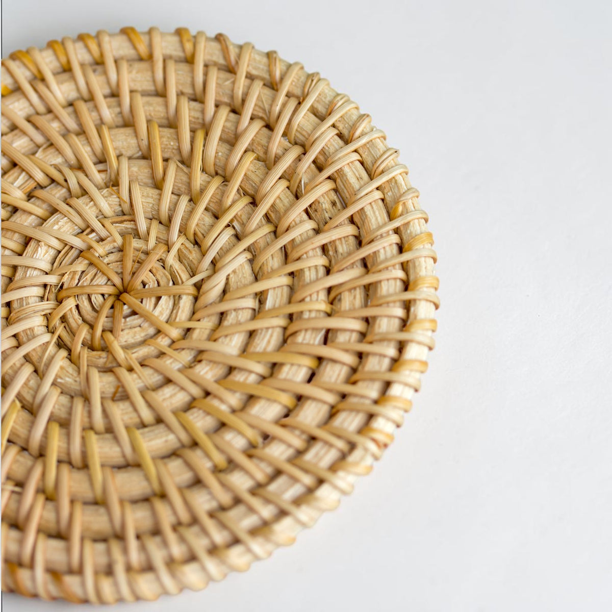Rattan Coasters with Holder, 6-piece Set