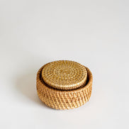 Rattan Coasters with Holder, 6-piece Set
