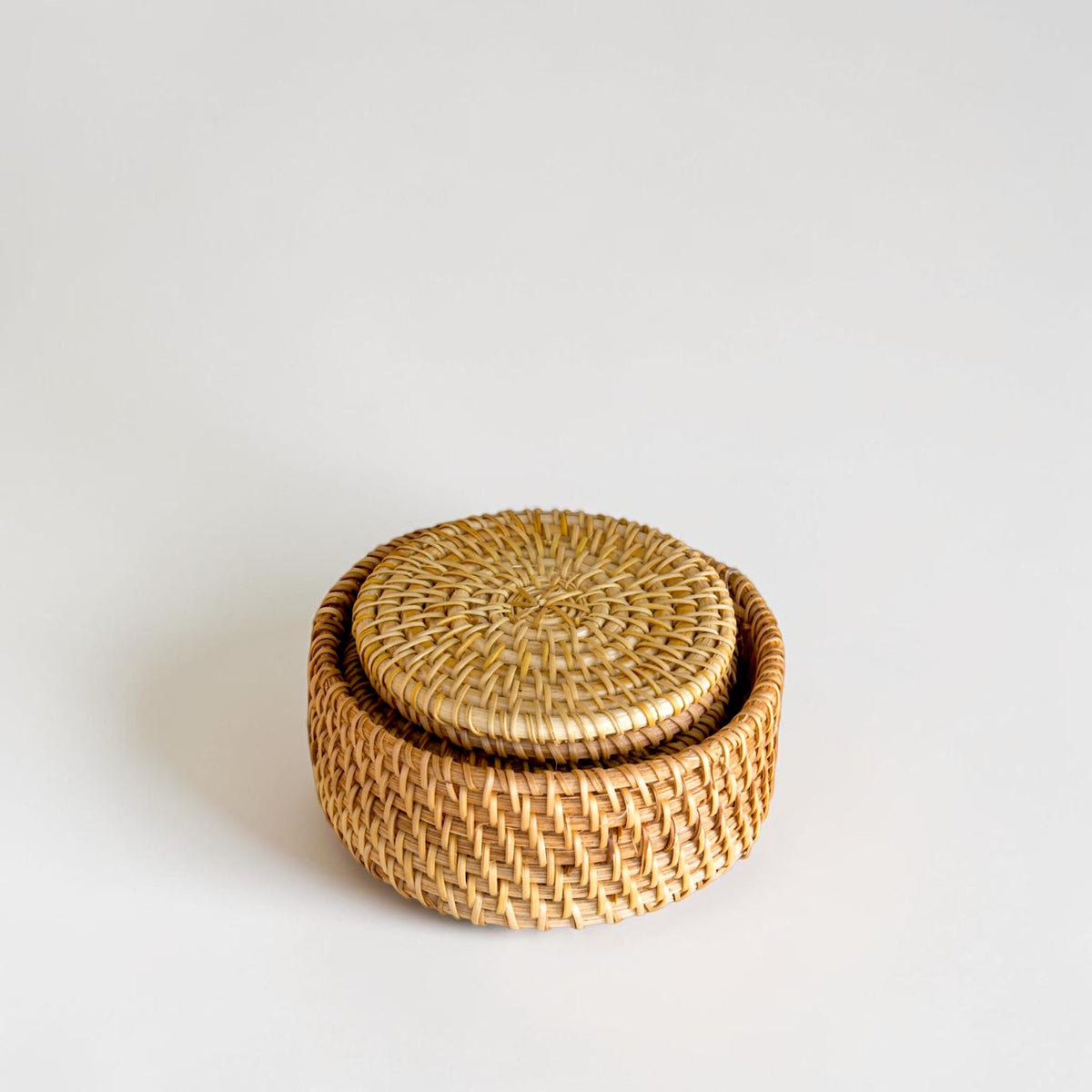 Rattan Coasters with Holder, 6-piece Set