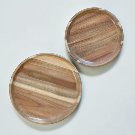 Acacia Nesting Plate, 2-piece Set, No-fuss
