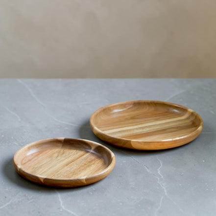 Acacia Nesting Plate, 2-piece Set, No-fuss