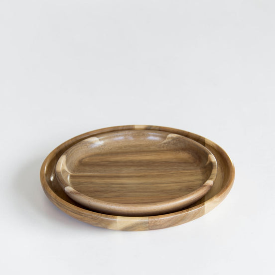 Acacia Nesting Plate, 2-piece Set, No-fuss