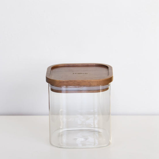 Acacia & Glass Square Pantry Jar (1L)