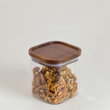 Acacia & Glass Square Pantry Jar (1L)