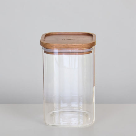 Acacia & Glass Square Pantry Jar (1.2L)