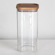 Acacia & Glass Square Pantry Jar (1.6L)