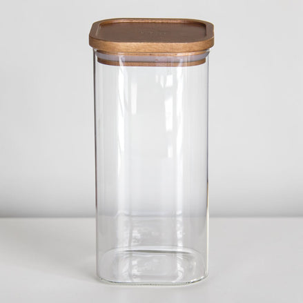 Acacia & Glass Square Pantry Jar (1.6L)
