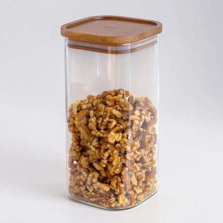 Acacia & Glass Pantry Jars, 6-piece Set