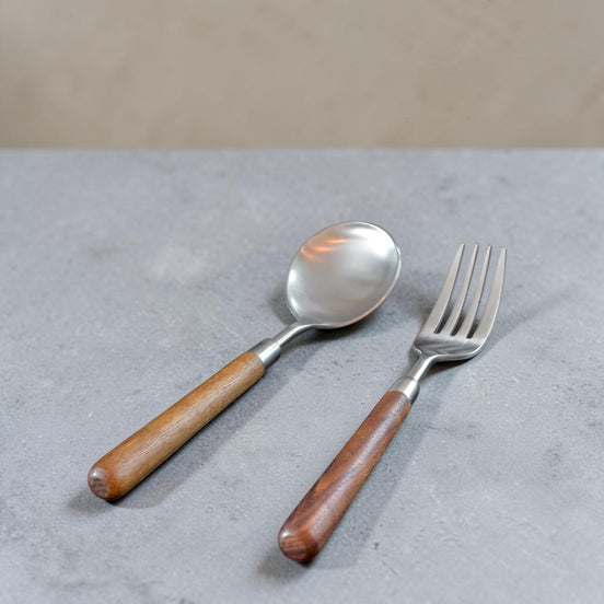 Walnut Handled Cutlery, 2-piece Set