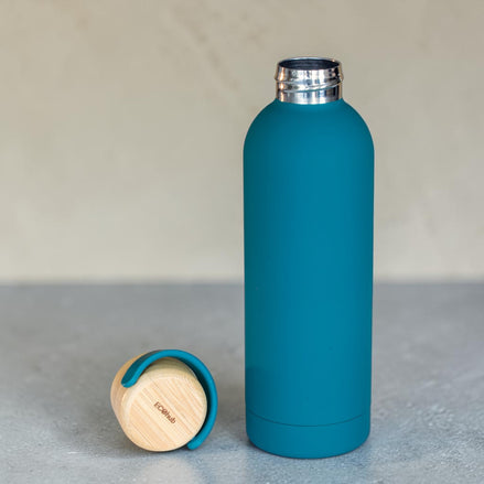 500ml Bottle with Handle Bamboo Lid - Ocean Teal