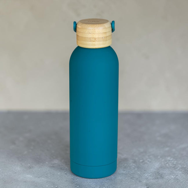 500ml Bottle with Handle Bamboo Lid - Ocean Teal