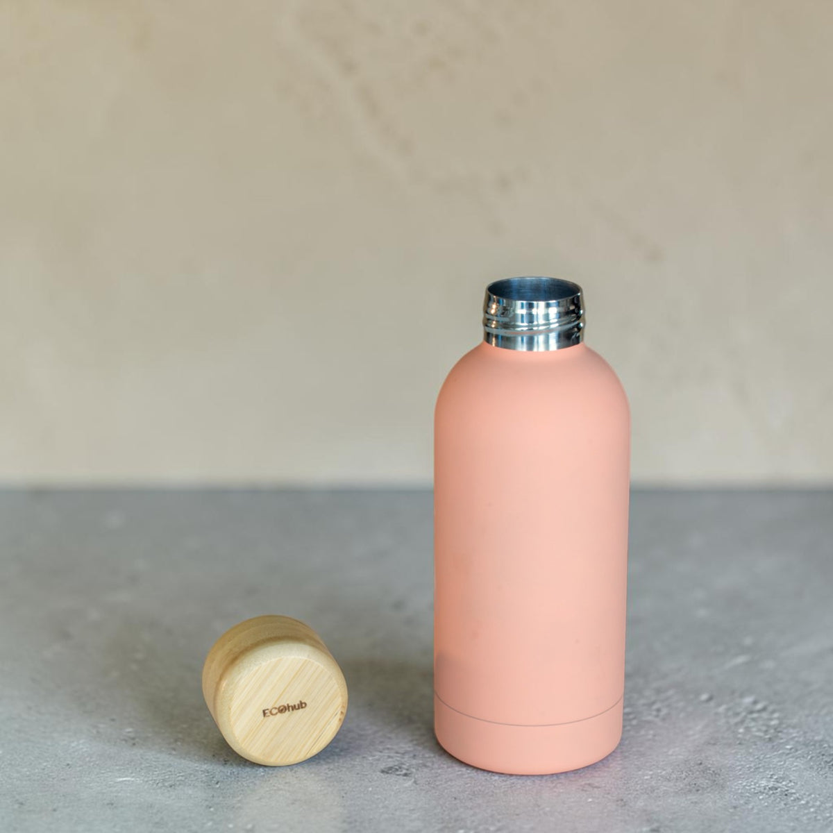 350ml Bottle with Bamboo Lid - Soft Peach