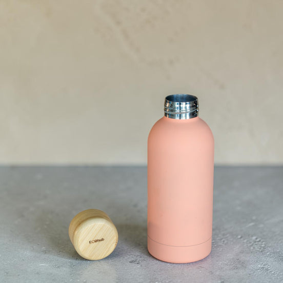350ml Bottle with Bamboo Lid - Soft Peach