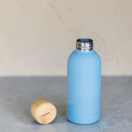 350ml Bottle with Bamboo Lid - Sky Blue