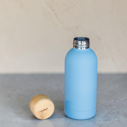 350ml Bottle with Bamboo Lid - Sky Blue