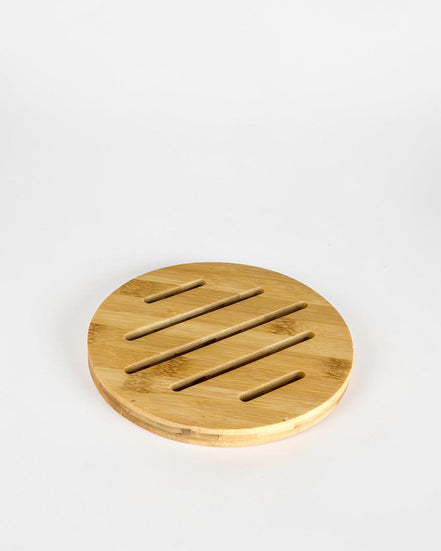 Ecohub NZ Essentials Bamboo Trivet (18cm) - natural bamboo - full top-down view on a plain white background