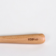 Ecohub NZ Entertainers Beech Cutlery Set of 2 - natural beech wood - close-up on laser-etched Ecohub branding on handle