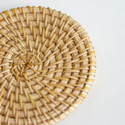 Ecohub NZ Artisans Rattan Coaster Set of 6 - natural woven rattan - close-up top view showing intricate weave on white
