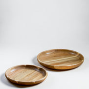 Ecohub NZ Entertainers Acacia Nesting Plate Set of 2 - natural acacia wood - separated side-by-side on a white background