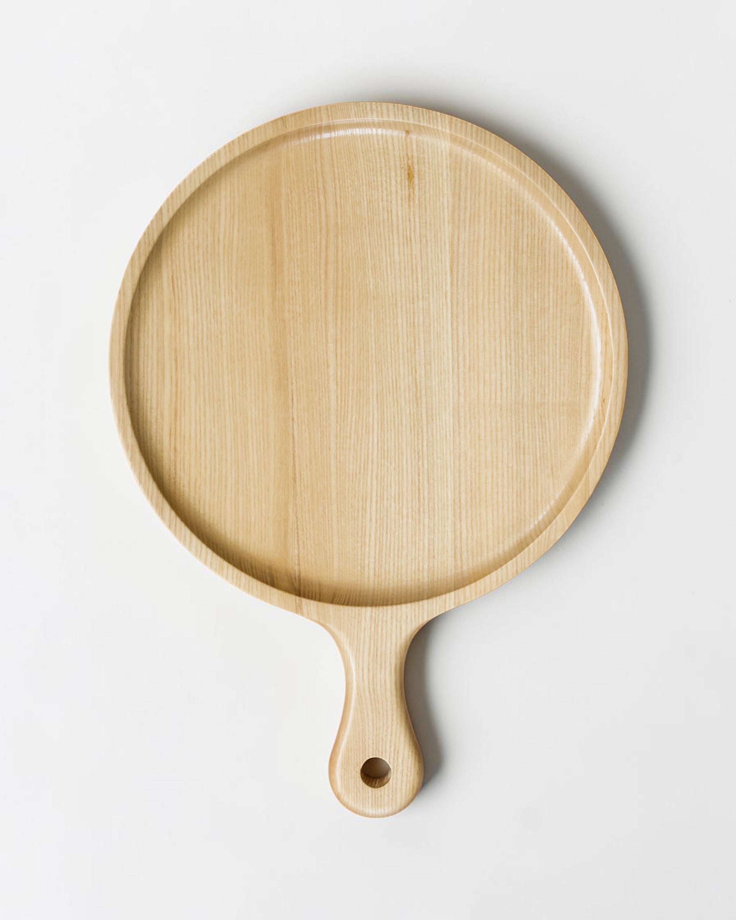 Ecohub NZ Entertainers Ash Round Paddle Board (35x25cm) - natural ash wood - top-down view on a plain white background