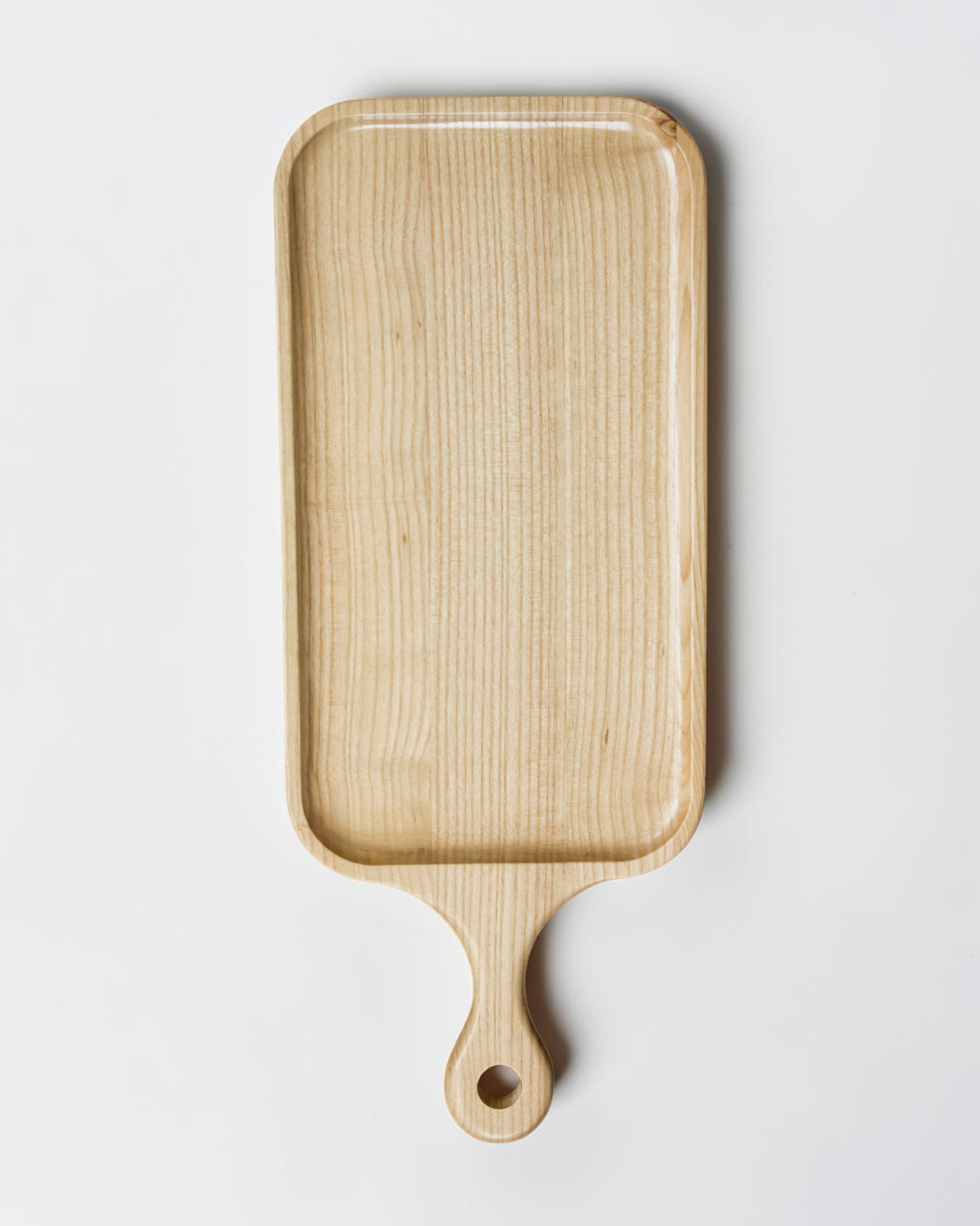 Ecohub NZ Entertainers Ash Serving Paddle Board (50x20cm) - natural ash wood - top-down view on a plain white background