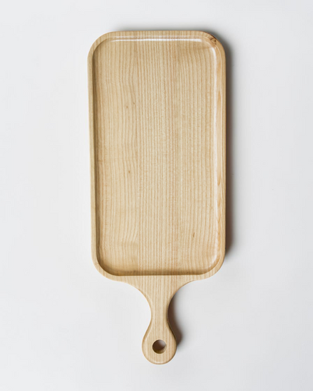 Ecohub NZ Entertainers Ash Serving Paddle Board (50x20cm) - natural ash wood - top-down view on a plain white background