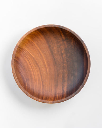 Ecohub NZ Entertainers Acacia Salad & Serving Bowl (26cm) - natural acacia wood - top-down view showing wood grain on white