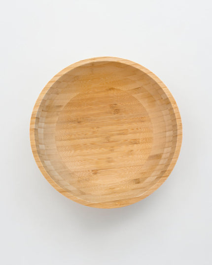 Ecohub NZ Essentials Bamboo Salad & Serving Bowl (23cm) - natural bamboo - top-down view showing wood grain on white