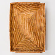 Ecohub NZ Artisans Rattan Rectangular Serving Tray (34cm) - natural rattan - top-down view on a plain white background