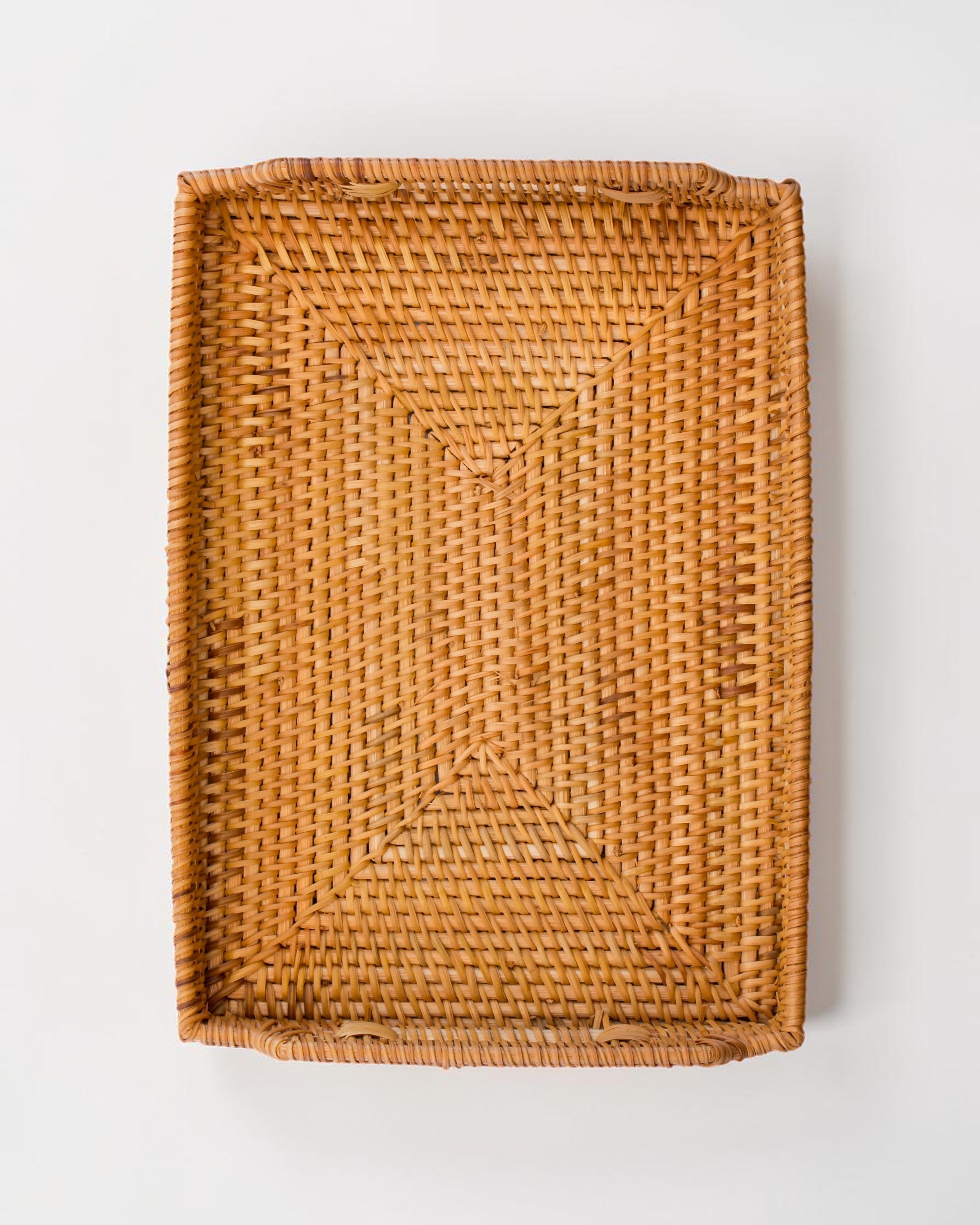Ecohub NZ Artisans Rattan Rectangular Serving Tray (34cm) - natural rattan - top-down view on a plain white background