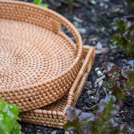 Rattan Serving Tray Duo
