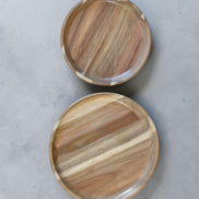 Entertainers Acacia Nesting Plate Set of 2