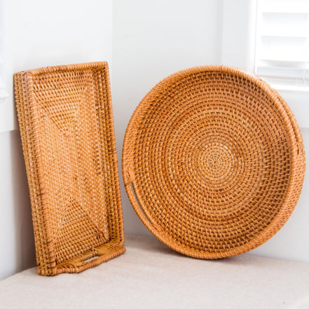 Rattan Serving Tray Duo